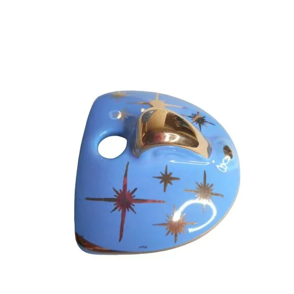 EUC VTG 1950s Hall Periwinkle Blue & Gold Atomic Starburst 6 cup Teapot 0749GL - Picture 5 of 8